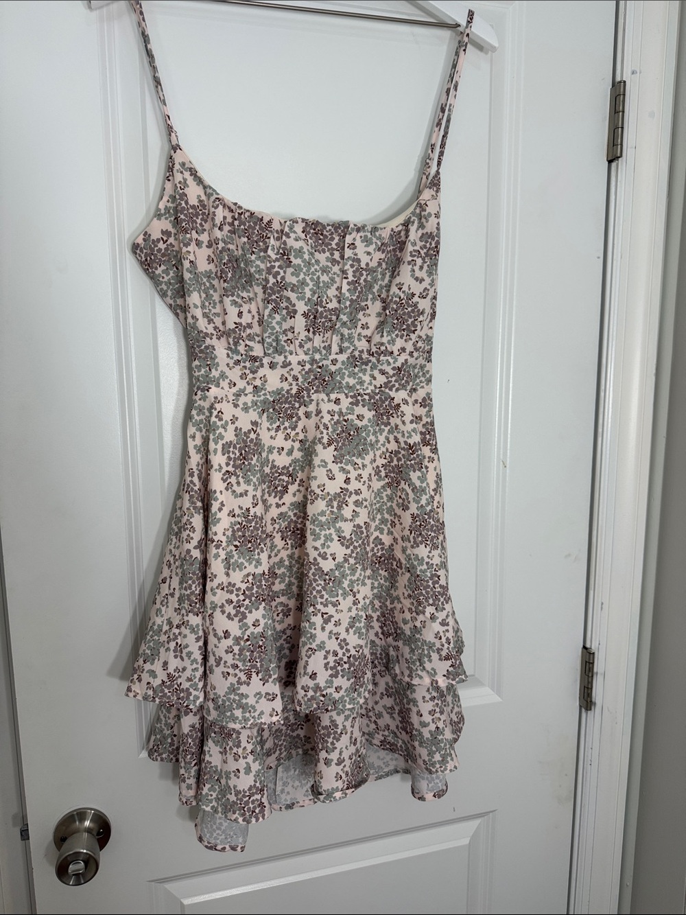 Beautiful Blush Pink Floral Tiered Sundress